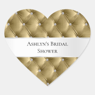 Adesivo Coração Luxo Glamour Dourado Faux Veludo