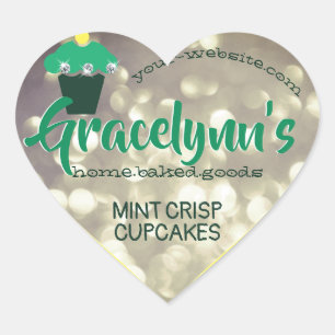 Adesivo Coração Luxury Glam Mint Cinza Verde Cupcake De Lobras