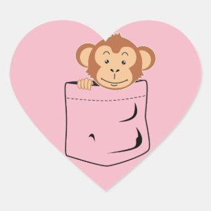 Adesivo Coração Macaco no bolso