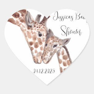 Adesivo Coração Madre Giraffe Animal Bonito Chá de fraldas