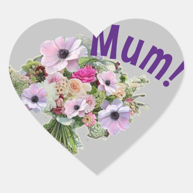 Adesivo Coração Mãe! Flores (Frente)