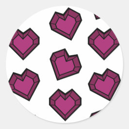 Adesivo Coração Magenta Escuro Cor-de-Rosa Gemstone Cuta