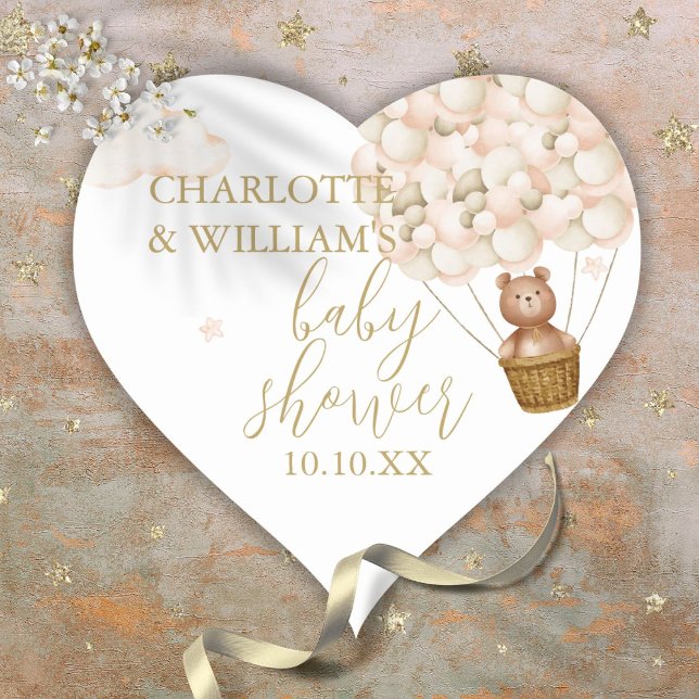 Adesivo Coração Mal Podemos Esperar Urso de Pelúcia Chuveiro de Be (We Can Bearly Wait Teddy Bear Baby Shower Heart St Heart Sticker)
