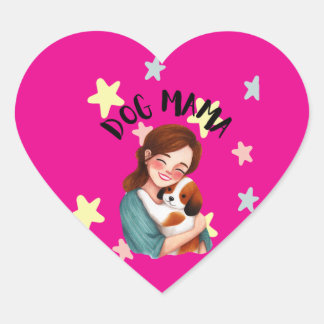 Adesivo Coração Mamãe cachorro fofo