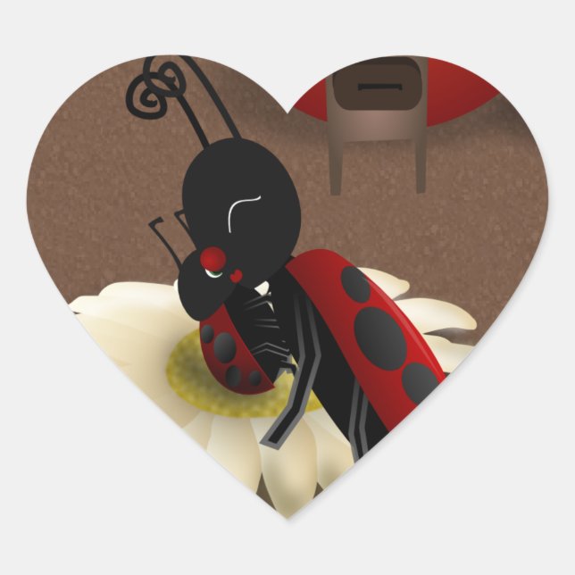 Adesivo Coração Mamãe Ladybug beijando seu bebê (Frente)