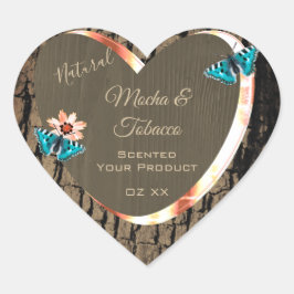 Adesivo Coração Mancas-borboletas de produtos de grão de madeira c