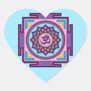 Adesivo Coração Mandala do OM Shanti OM