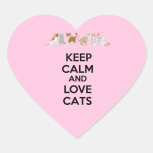 Adesivo Coração Mantenha Calma e Ame Gatos