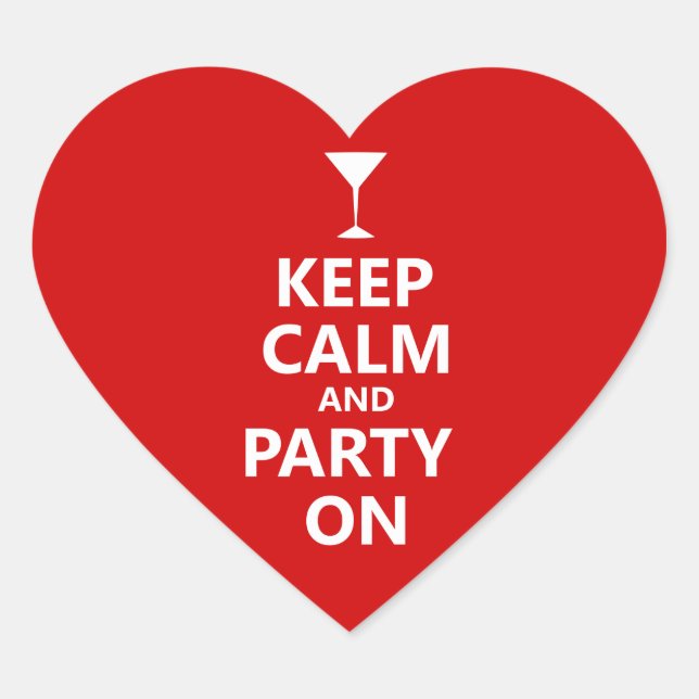 Adesivo Coração Mantenha calma e festejar (Frente)