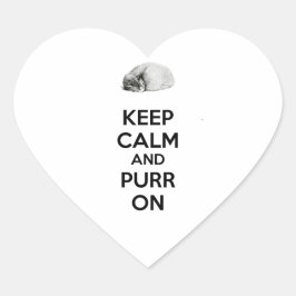 Adesivo Coração Mantenha-Se Calmo E Puro No Gato De Dormir De Sket
