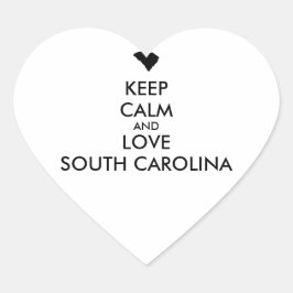 Adesivo Coração Manter calmo e amar a carOLINA do Sul personalizáv