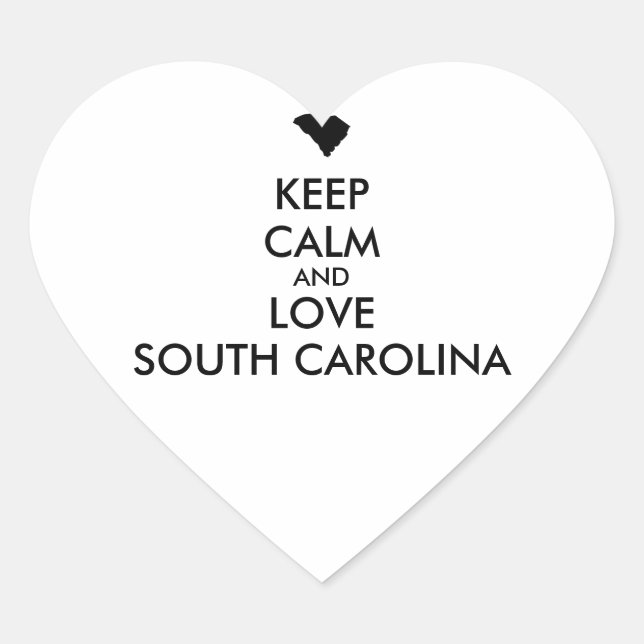 Adesivo Coração Manter calmo e amar a carOLINA do Sul personalizáv (Frente)