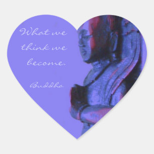 Adesivo Coração Mão azul Buddha cinzelado