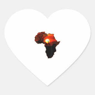 Adesivo Coração Mapa Africano de Camisas T Do Sol Sul-Africano