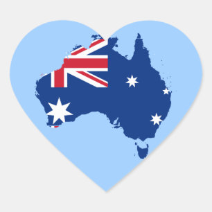 Adesivo Coração mapa de bandeira austrália