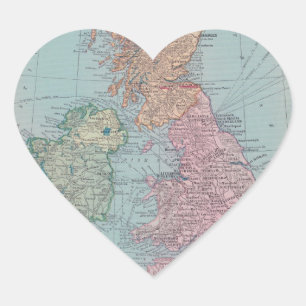 Adesivo Coração Mapa do vintage de Inglaterra