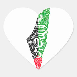 Adesivo Coração Mapa livre da Palestina e bandeira ف ل س ط ي ن