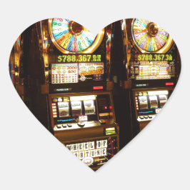 Adesivo Coração Máquina de jogo Um Bandido Armado Dinheiro Las Veg