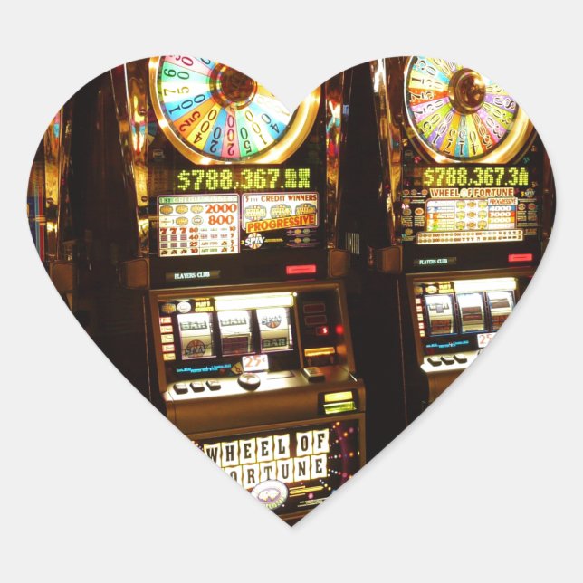 Adesivo Coração Máquina de jogo Um Bandido Armado Dinheiro Las Veg (Frente)