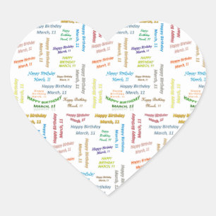 Adesivo Coração Março, 11 Aniversário