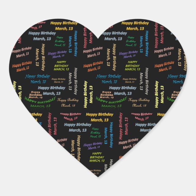 Adesivo Coração Março, 13 Aniversário (Frente)