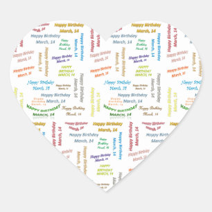 Adesivo Coração Março, 14 Aniversário