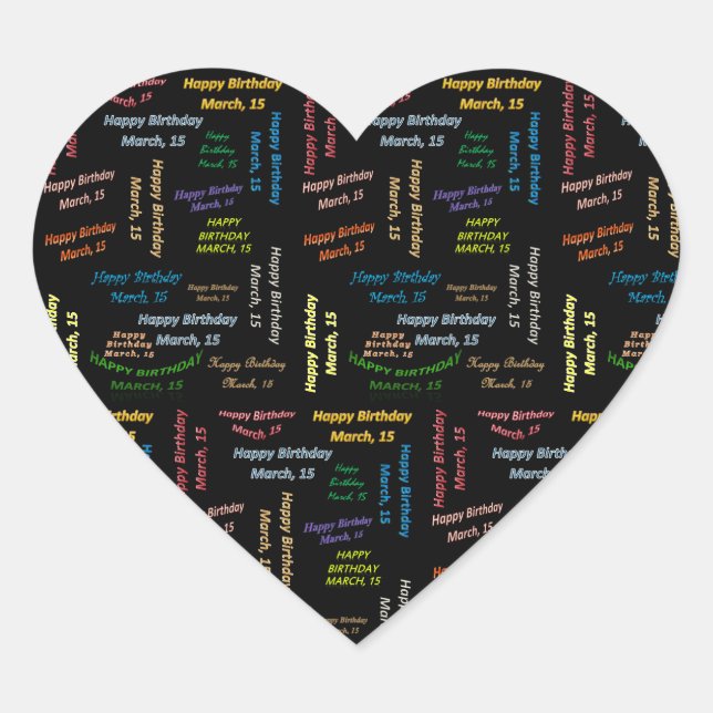 Adesivo Coração Março, 15 Aniversário (Frente)