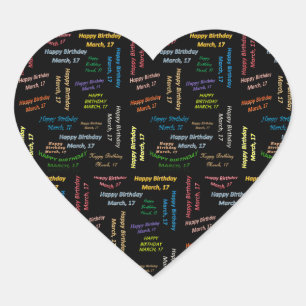 Adesivo Coração Março, 17 Aniversário