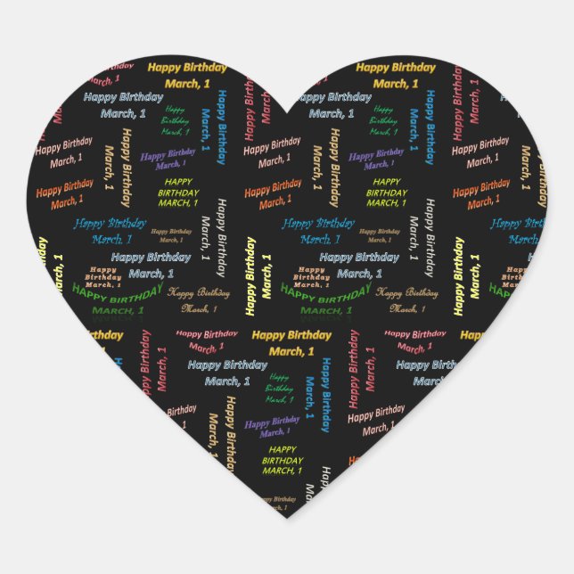 Adesivo Coração Março, 1 Aniversário (Frente)