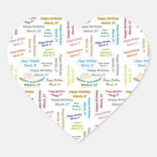 Adesivo Coração Março, 27 Birthday Sticker