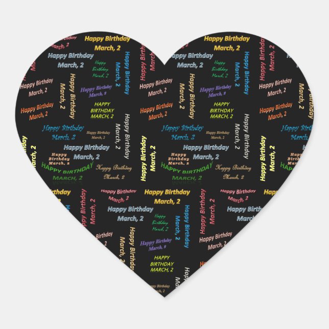 Adesivo Coração Março, 2 Aniversário (Frente)