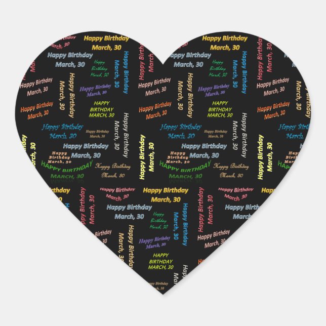 Adesivo Coração Março, 30 Aniversário (Frente)