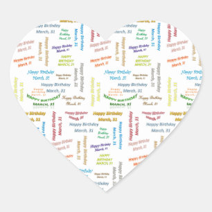 Adesivo Coração Março, 31 Aniversário