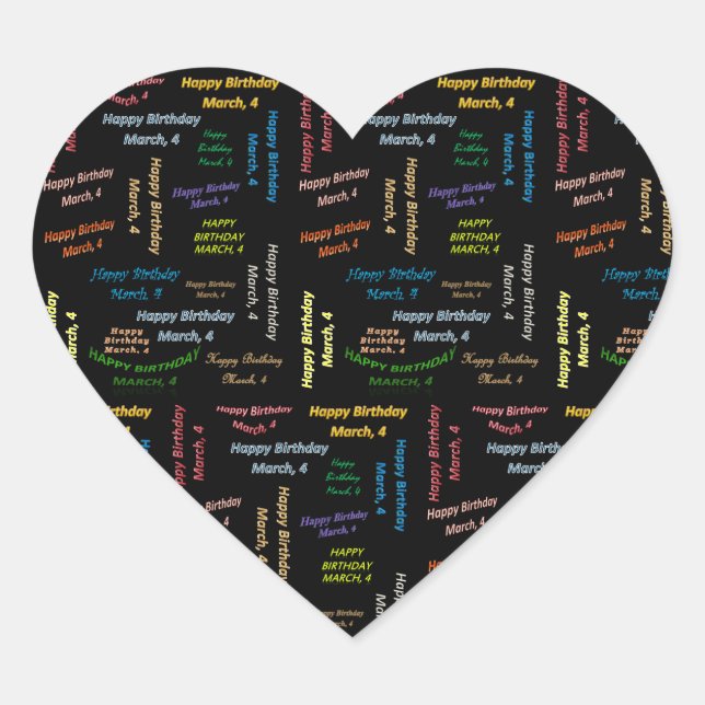 Adesivo Coração Março, 4 Aniversário (Frente)