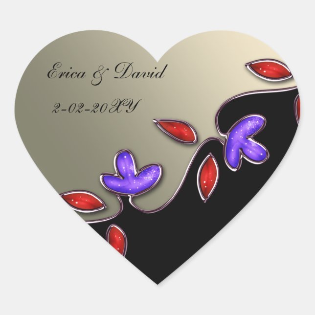 Adesivo Coração marfim e envelopes florais vermelhos (Frente)