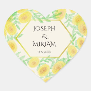 Adesivo Coração Marigold Flowers Frame Autumn Wedker Sticker