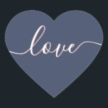 Adesivo Coração Marinho de Script de Amor Elegante Azul e Sombra R<br><div class="desc">Script de amor moderno em branco com um efeito de sombra cor-de-rosa pincelado em um adesivo de forma cardíaca azul-marinho. Bonita para favores de casamento,  selando envelopes de convite de casamento e para qualquer festa temática de amor.</div>