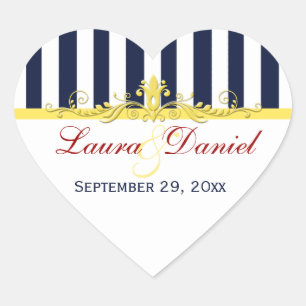 Adesivo Coração Marinho White Yellow Strike Scroll Wedll Sticker