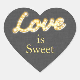 Adesivo Coração Marquee Lights Love is Sweet Cinza Burlap