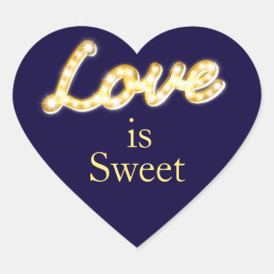 Adesivo Coração Marquee Lights Love is Sweet Sticker- Blue