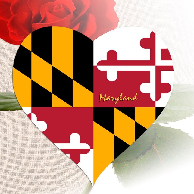 Adesivo Coração Maryland Heart Sticker, Patriotic Maryland Flag (Criador carregado)