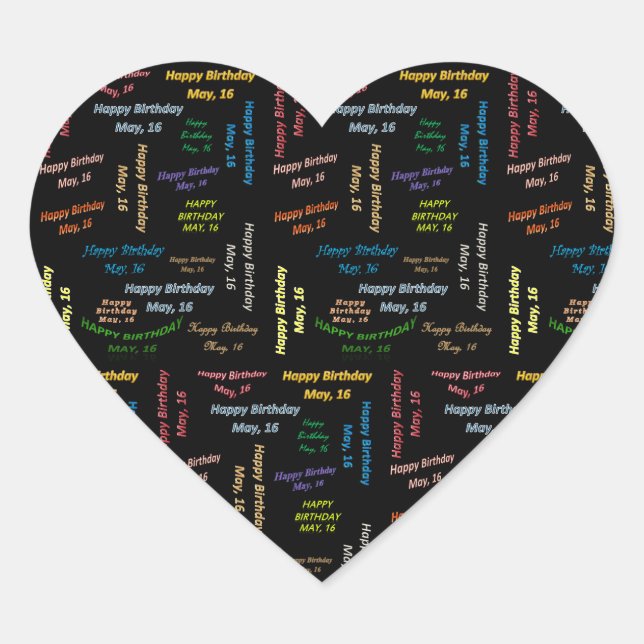 Adesivo Coração May, 16 Birthday Sticker (Frente)