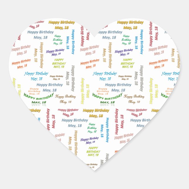 Adesivo Coração May, 18 Birthday Sticker (Frente)