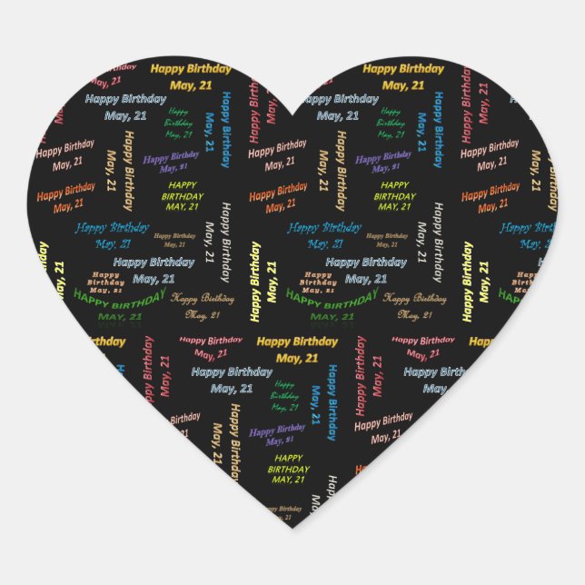 Adesivo Coração May, 21 Birthday Sticker (Frente)