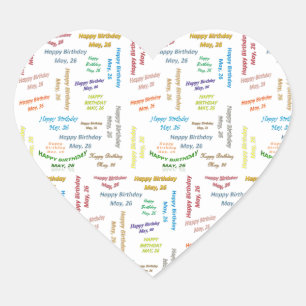 Adesivo Coração May, 26 Birthday Sticker