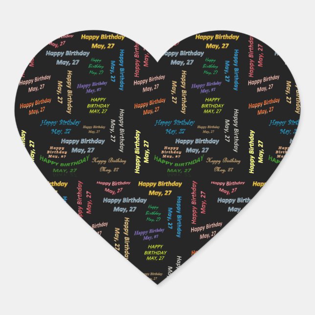 Adesivo Coração May, 27 Birthday Sticker (Frente)