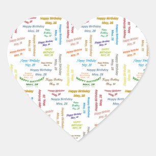 Adesivo Coração May, 28 Birthday Sticker