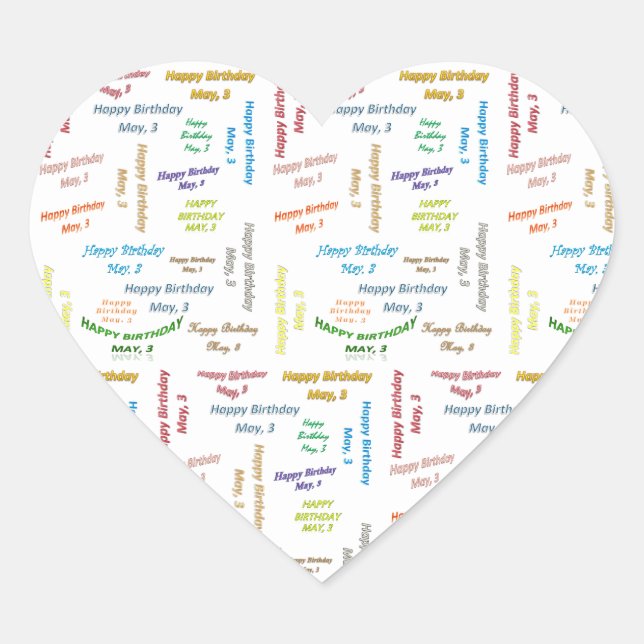 Adesivo Coração May, 3 Birthday Sticker (Frente)