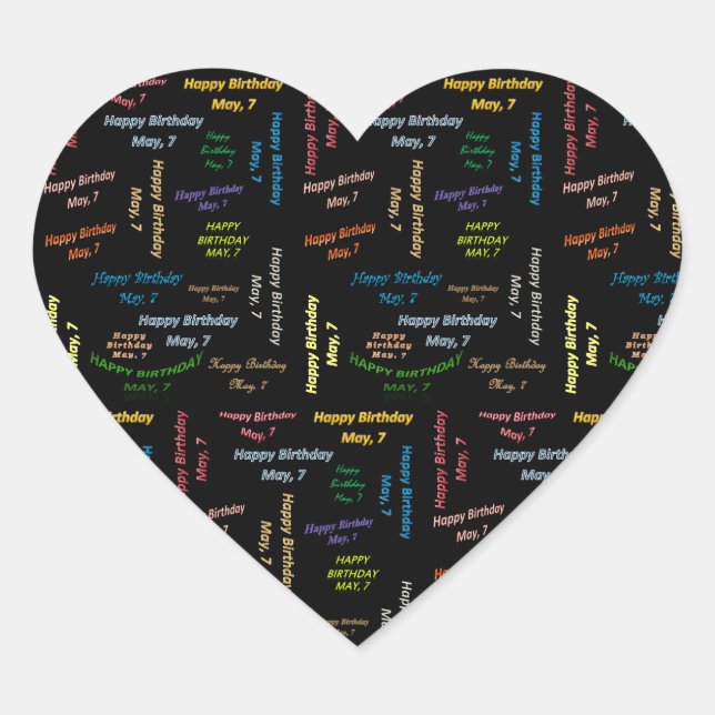 Adesivo Coração May, 7 Birthday Sticker (Frente)