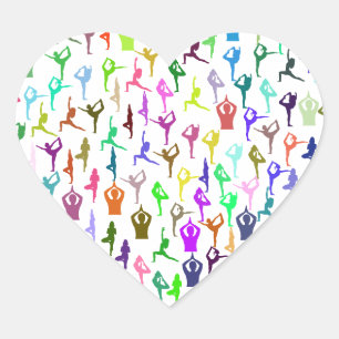 Adesivo Coração Meditação Zen Yoga Posse e Posições